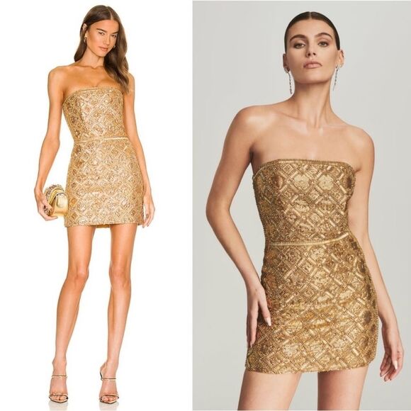 Retrofete Heather Dress in Gold Chainmail size Large NWT - Picture 1 of 12